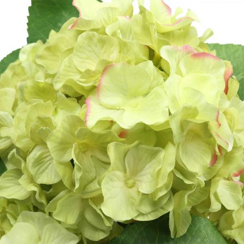 Article Hortensia artificiel vert bouquet de fleurs artificielles 5 fleurs 42cm