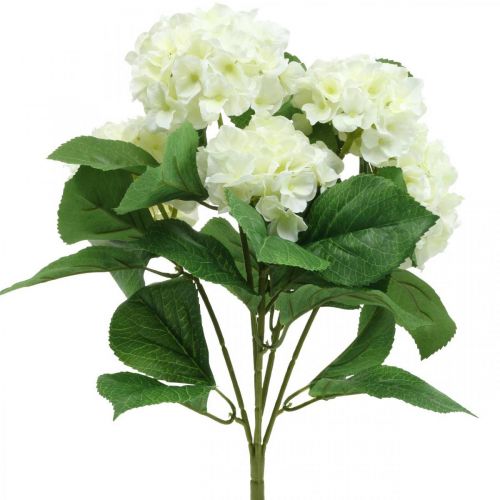 Article Hortensia fleurs artificielles en soie blanche bouquet décoration d&#39;été 42cm
