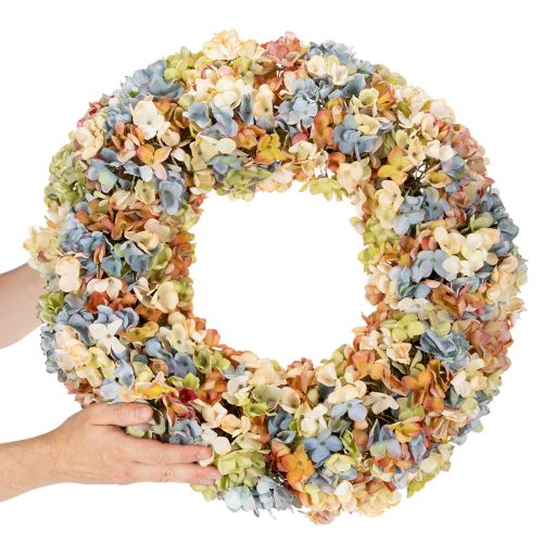 Couronne d'hortensias artificiels, colorée, pour porte et mur, 55 cm | Floristik24.be