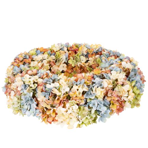 Couronne d'hortensias artificiels, colorée, pour porte et mur, 55 cm | Floristik24.be