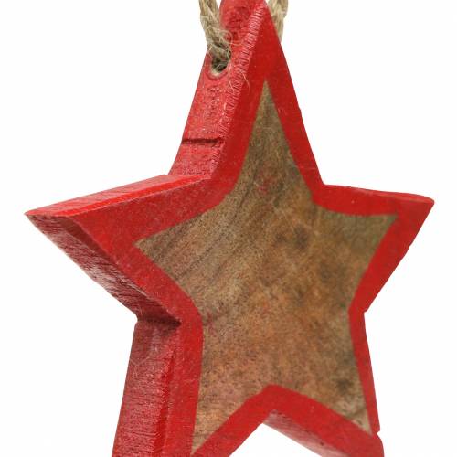 Floristik24 Décoration de Noël étoile en bois nature / rouge 8cm 15pcs