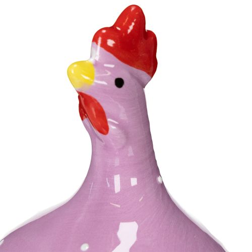 Article Figurine de poulet en céramique pour une décoration de Pâques colorée dans le salon et sur les tables, 10,5 cm, lot de 4