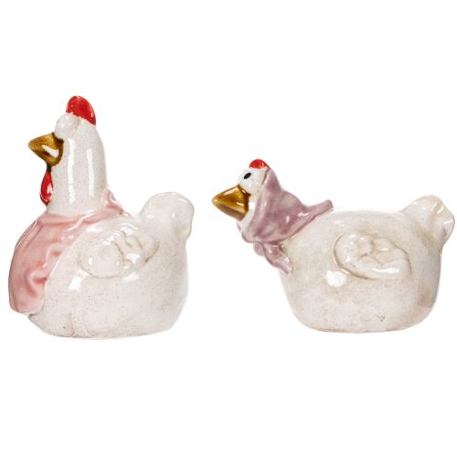 Article Figurines de poulets en céramique pour le salon, jolie décoration de table pour Pâques, 11 cm, lot de 2