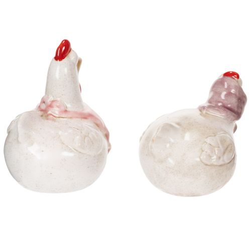 Article Figurines de poulets en céramique pour le salon, jolie décoration de table pour Pâques, 11 cm, lot de 2