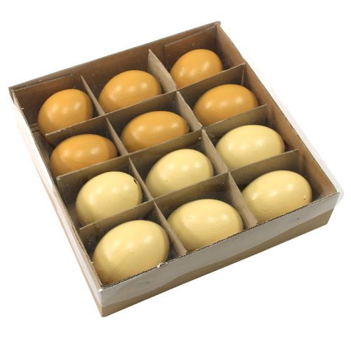 Floristik24 Oeufs de poule 6cm mix jaune 10pcs