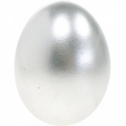 Floristik24 Oeufs de poule Décoration de Pâques en argent Oeufs soufflés 10pcs