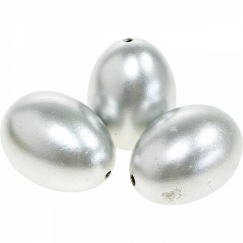 Floristik24 Oeufs de poule Décoration de Pâques en argent Oeufs soufflés 10pcs
