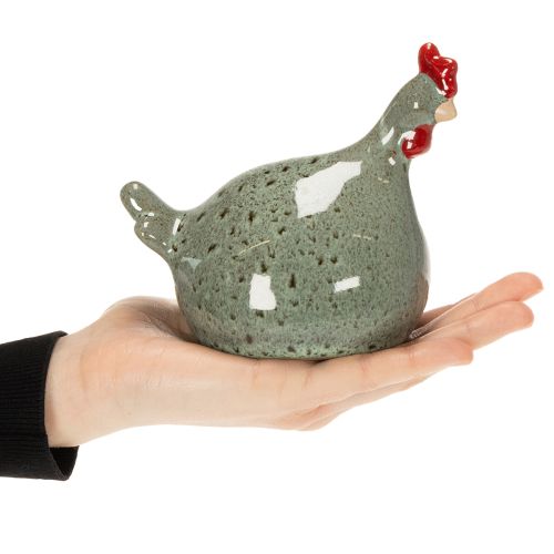 Article Figurine décorative de poulet en céramique pour le salon, de style rustique et de forme abstraite, 13 cm, lot de 2