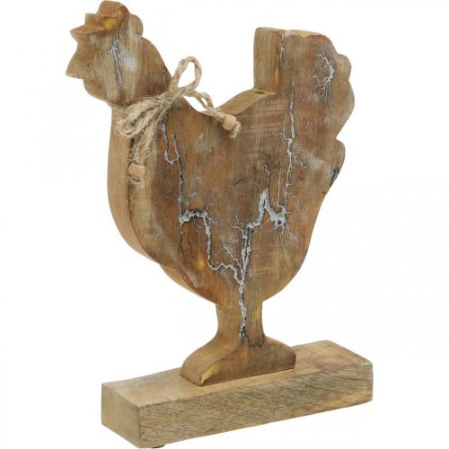 Floristik24 Poulet en bois, décoration printanière, figurine de Pâques naturel, blanchi H26cm
