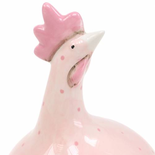 Floristik24 Décoration de Pâques poulet rose à pois H17cm 2pcs