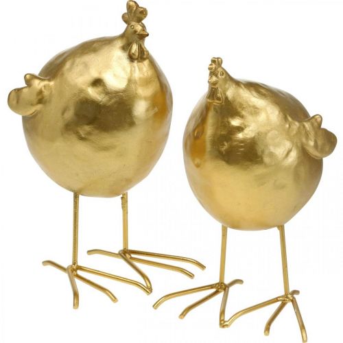 Décoration poulet doré cuisine décoration Pâques H21,5cm 2pcs