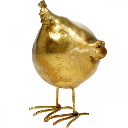 Article Déco poule décoration de Pâques figure dorée ronde, H10 cm 2pcs