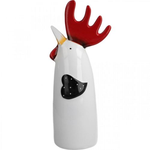 Article Coq en céramique Décoration de Cuisine Poulet Blanc H23cm 2 pcs