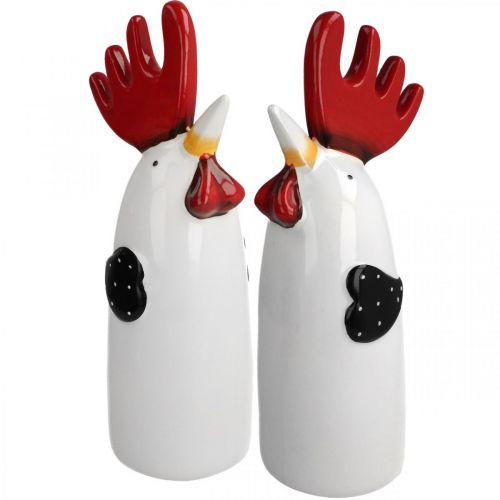 Floristik24 Céramique Coq Cuisine Décoration Poulet Blanc H23cm 2pcs