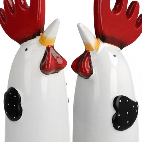 Article Coq en céramique Décoration de Cuisine Poulet Blanc H23cm 2 pcs