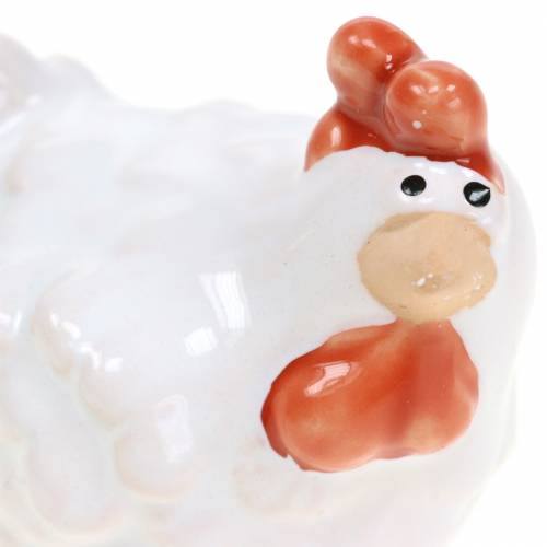 Article Poulet décoratif blanc, figurine en céramique, décoration de Pâques 2pcs