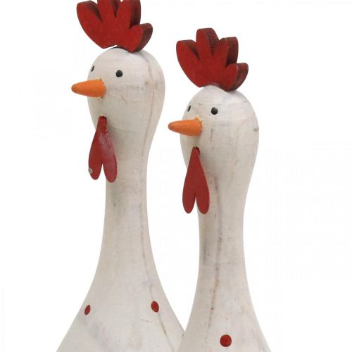 Floristik24 Poule déco bois blanc figurine déco Pâques Ø5cm H15cm 2pcs