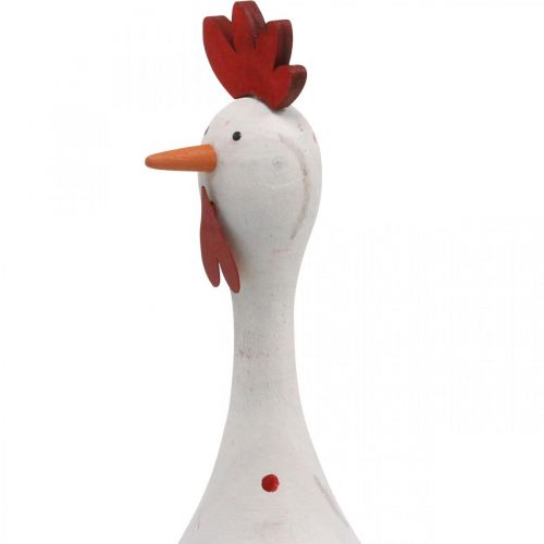 Floristik24 Poule déco en bois blanc à pois Figure de Pâques Ø7cm H20cm