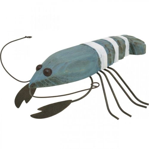 Floristik24 Homard en bois et métal décor maritime bleu 15x12cm