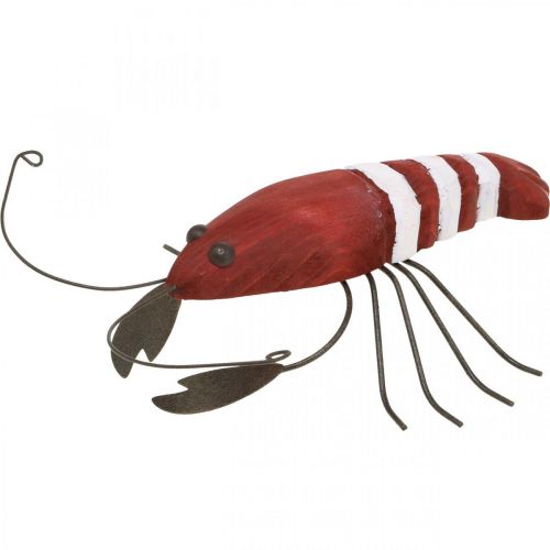 Floristik24 Figurine décorative maritime Homard en bois et métal rouge 15x12cm