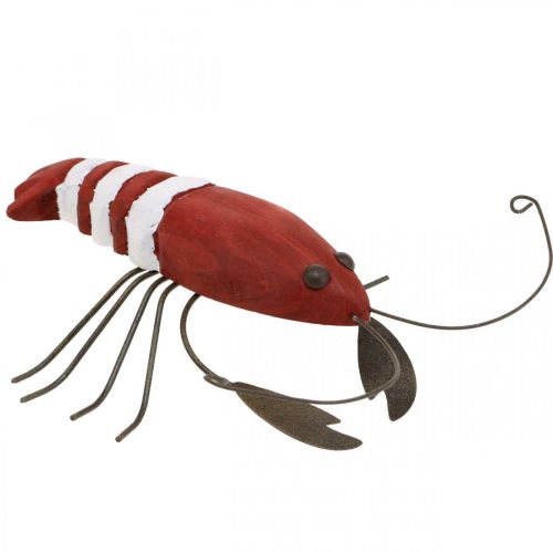 Floristik24 Figurine décorative maritime Homard en bois et métal rouge 15x12cm