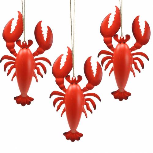 Floristik24 Cintre déco homard métal rouge 11,5x21,5cm 3pcs