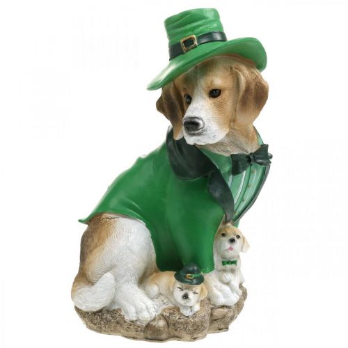 Floristik24 Beagle en chapeau St. Patrick&#39;s Day Dog in Suit Garden Decor Hound H24.5cm