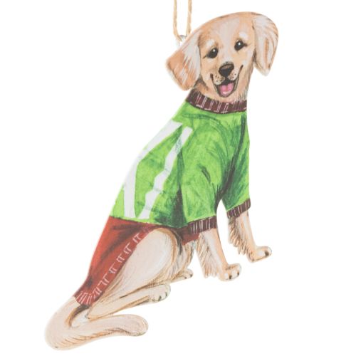 Décoration de Noël en forme de chien, ornement à suspendre, chien avec écharpe et chapeau, 12 cm, lot de 2 | Floristik24.be