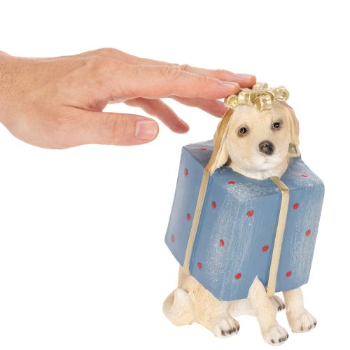 Figurine décorative représentant un chiot assis, présentée dans une boîte cadeau, 20 cm | Floristik24.be