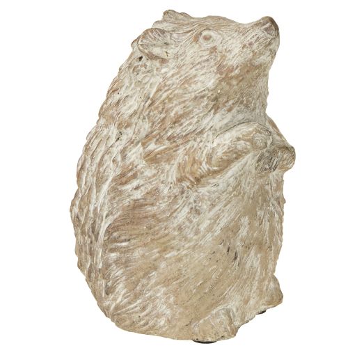 Figurine décorative d&#39;automne en forme de hérisson en pierre moulée blanche lavée H14,5 cm