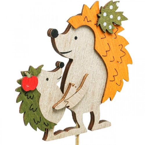Article Bouchon de fleur hérisson avec enfant décoration d&#39;automne bois 8,5cm 8 pcs