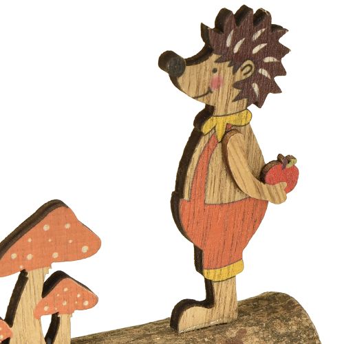 Article Hérisson aux champignons figurine d&#39;automne hérisson en bois jaune/orange H11cm lot de 6