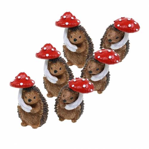 Floristik24 Figurine d'automne hérisson avec champignon H7cm 6pcs