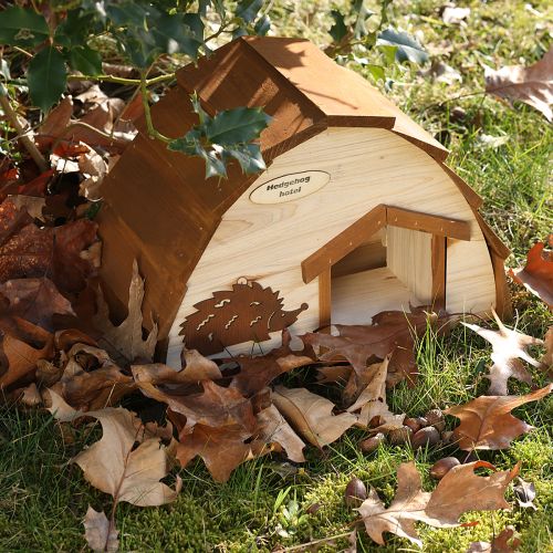 Article Maison pour hérisson Hôtel pour hérisson Station d&#39;alimentation en bois de sapin Bois 34×18×24cm