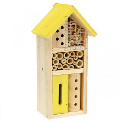 Floristik24 Nichoir de jardin Insect Hotel en bois jaune H26cm