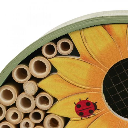 Article Hôtel à Insectes Maison à Insectes Ronde en Bois Tournesol Vert Ø25cm