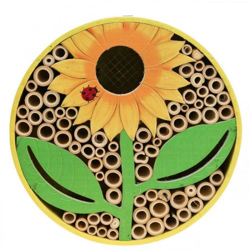 Floristik24 Hôtel à Insectes Maison à Insectes Ronde en Bois Jaune Tournesol Ø25cm