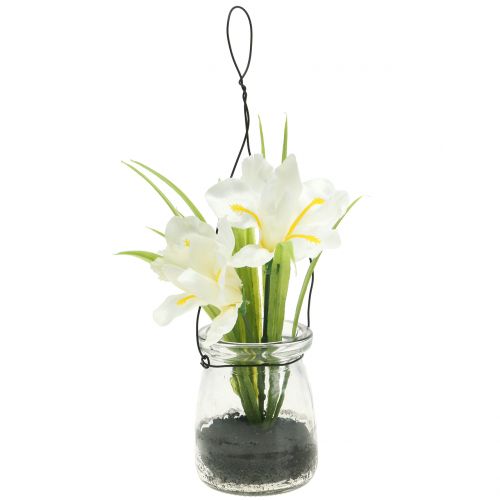 Floristik24 Iris White en verre pour suspendre H21,5cm