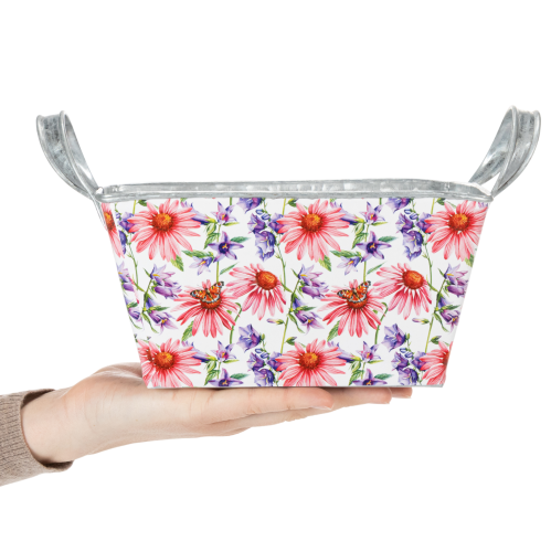 Article Jardinière de printemps en métal, décoration 20×12,5×10 cm