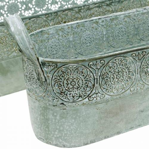 Floristik24 Jardinière en métal avec poignées Jardinière vintage Boîte à fleurs, lot de 2