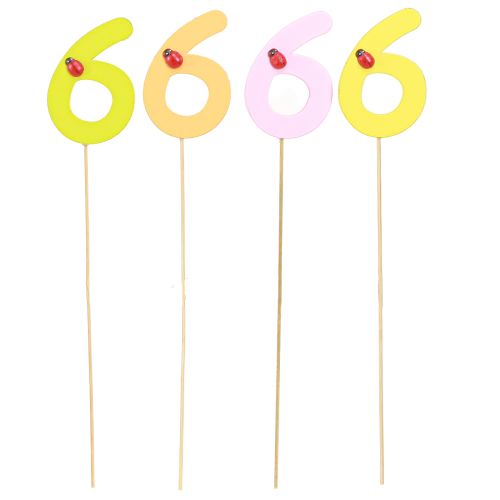 Article Bouchons en bois numéro d&#39;anniversaire « 6 » bouchons numérotés colorés 7 cm 16 pièces