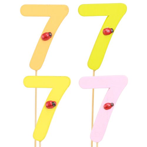 Article Chiffre d&#39;anniversaire &quot;7&quot; sur le bâton Bouchons numérotés colorés 7,5 cm 16 pièces