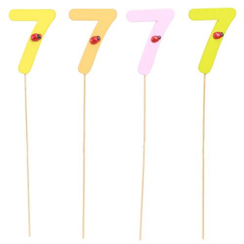 Article Chiffre d'anniversaire "7" sur le bâton Bouchons numérotés colorés 7,5 cm 16 pièces