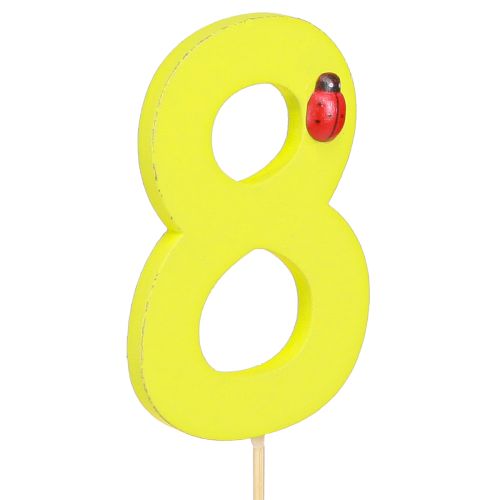 Article Chiffre d'anniversaire "8" bouchon numéroté coloré en bois 7,5cm 16 pièces