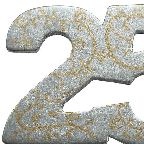 Floristik24 Numéro d'anniversaire "25" en bois argent 36pcs