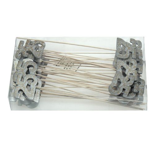 Floristik24 Numéro d'anniversaire "25" en bois argent 36pcs
