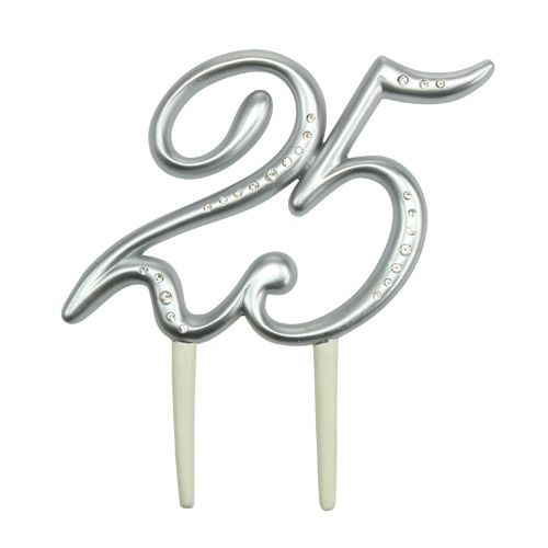 Floristik24 Numéro argenté à piquer "25"  15,5 cm
