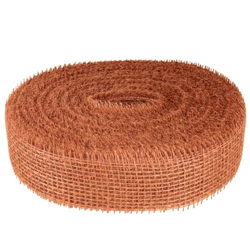 Article Ruban de jute, ruban en maille, jute écologique, rouge terre cuite, 5 cm de large, 40 m de long