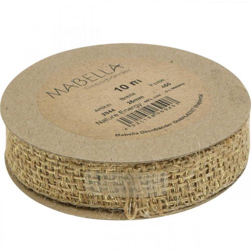Floristik24 Ruban de jute naturel, ruban décoratif doré décoration en jute 25 mm 10 m