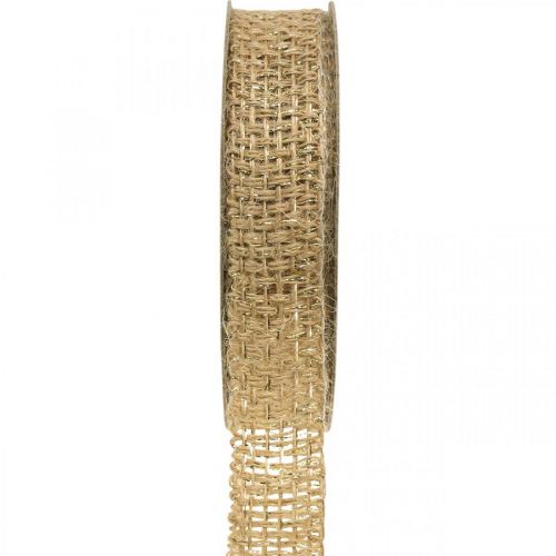 Floristik24 Ruban de jute naturel, ruban décoratif doré décoration en jute 25 mm 10 m